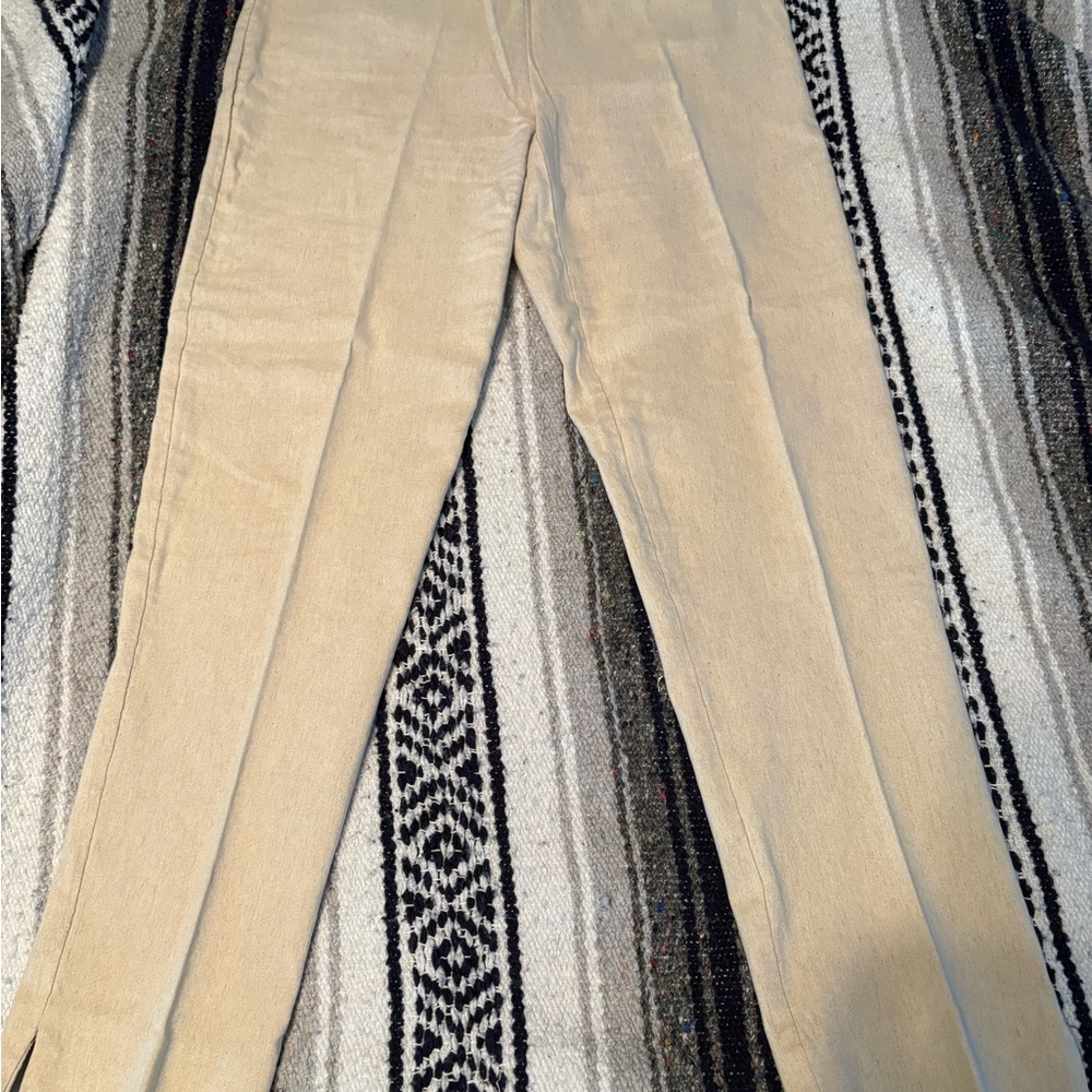 Sharagano Cream Linen Blend Pants